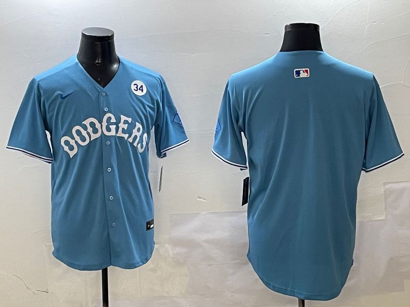Men Los Angeles Dodgers Blank Light Blue Throwback Game 2025 Nike MLB Jersey style 23